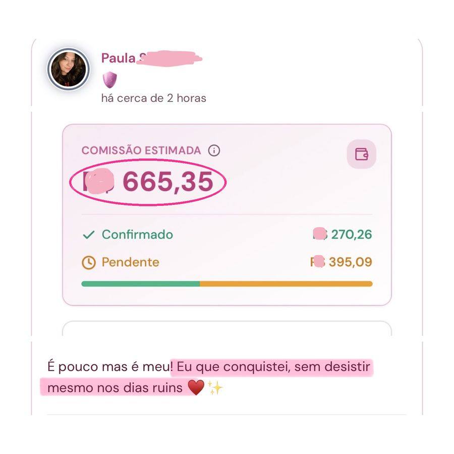 Print da comunidade com o resultado da aluna