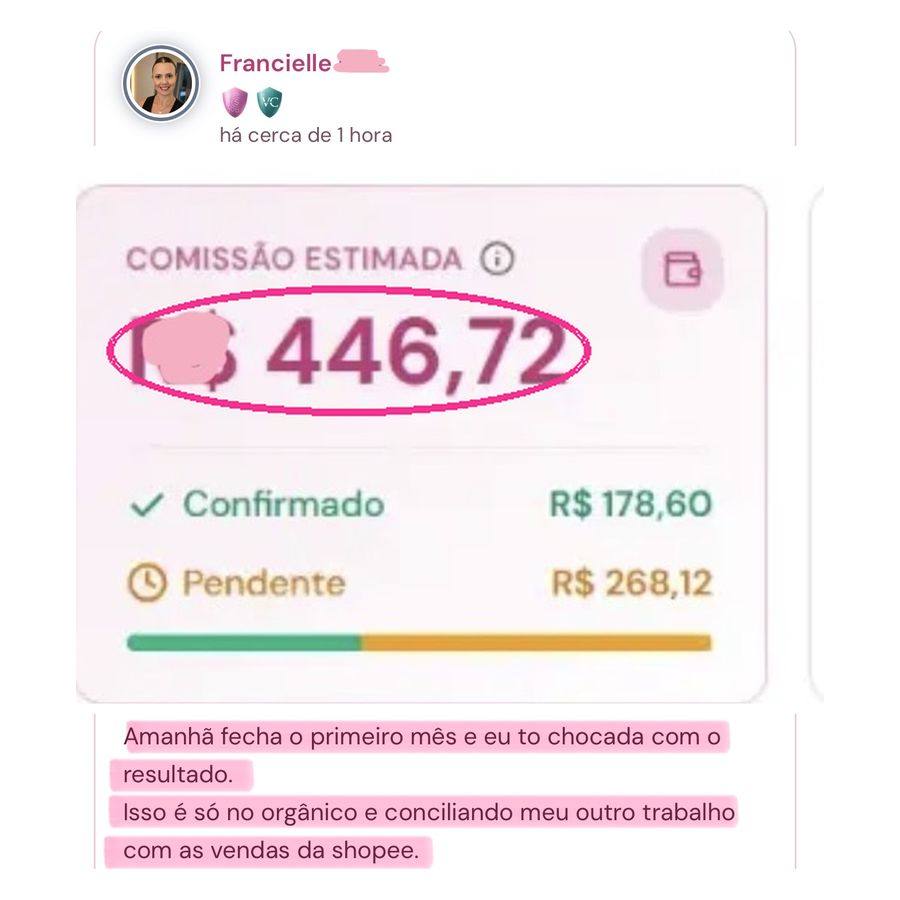 Print da comunidade com o resultado da aluna