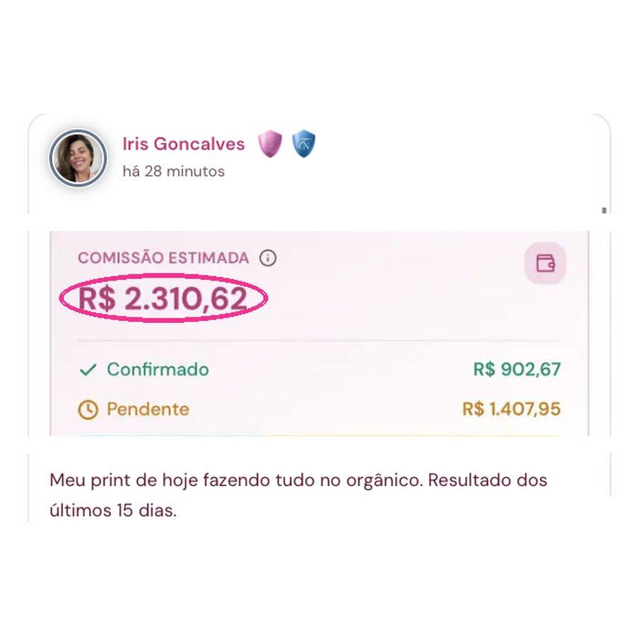 Print da comunidade com o resultado da aluna